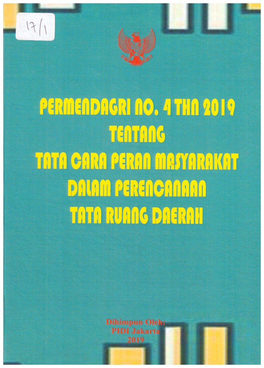PERMENDAGRI NO.4 TAHUN 2019 TENTANG TATA CARA PERAN  MASYARAKAT DALAM PERENCANAAN TATA RUANG DAERAH